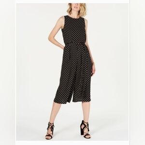 Vince Camuto Black Polka Dot Cropped Wide‎ Leg Jump Suit